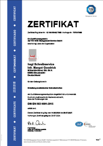Zertifikat hagl Schreibservice Zertifikat hagl Schreibservice